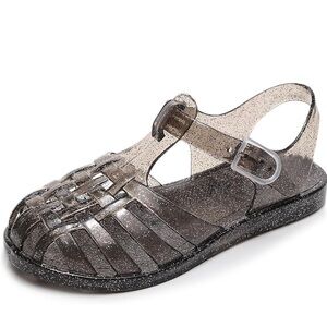 Kids Glitter Jelly Sandals - Black